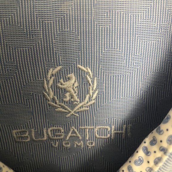 Bugatchi Mens Blue Patterned Classic Fit Size 17 - Picture 5 of 7